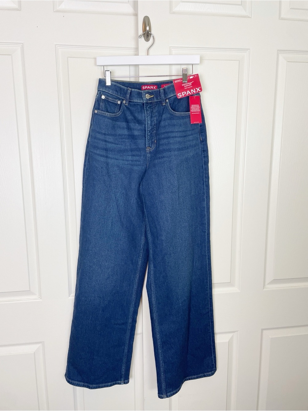 SPANX SPANXshape Authentic Stretch Wide Leg Jeans Percy Wash NWT Medium Tall - Picture 3 of 12